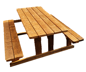 Treated wood table